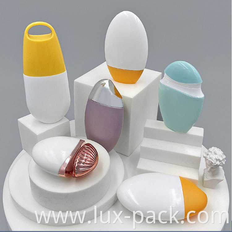 Glass sunscreen serum pump plastic bottle square for lotion egg bottle